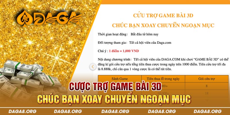 Cược trợ game bài 3D - Chúc bạn xoay chuyển ngoạn mục