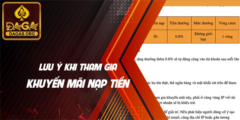 Lưu ý của người chơi khi tham gia khuyến mãi nạp tiền